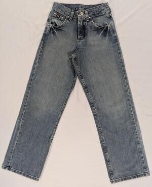 20X Jeans Youth 12 Slim Blue Med Wash Straight Denim Adjustable Waist Mexico